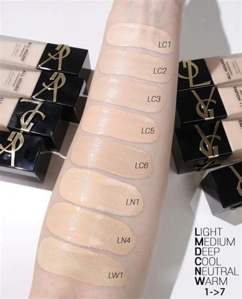 bảng màu kem nền ysl all hours|kem nền ysl mat.